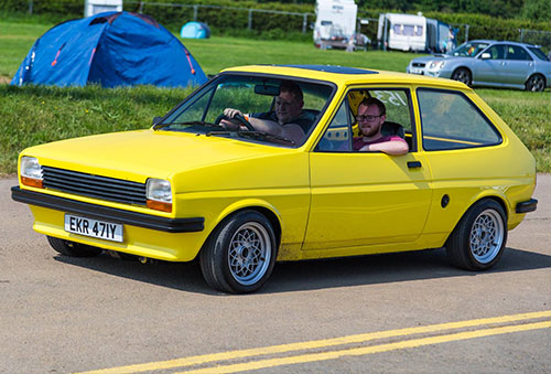 Yellow Ford Fiesta at Santa Pods Classic Ford Show 2016